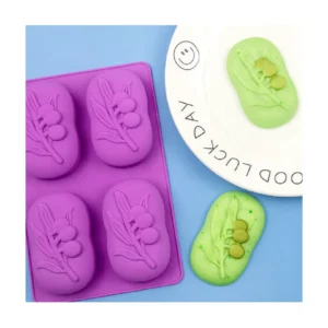 molde silicona jabón hojas x4