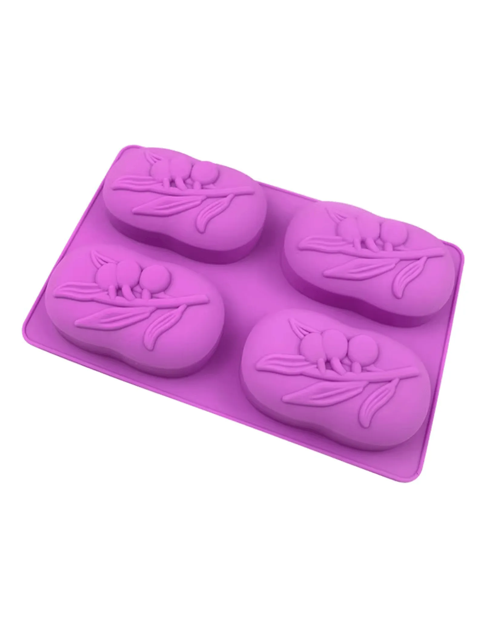 molde silicona jabón hojas x4