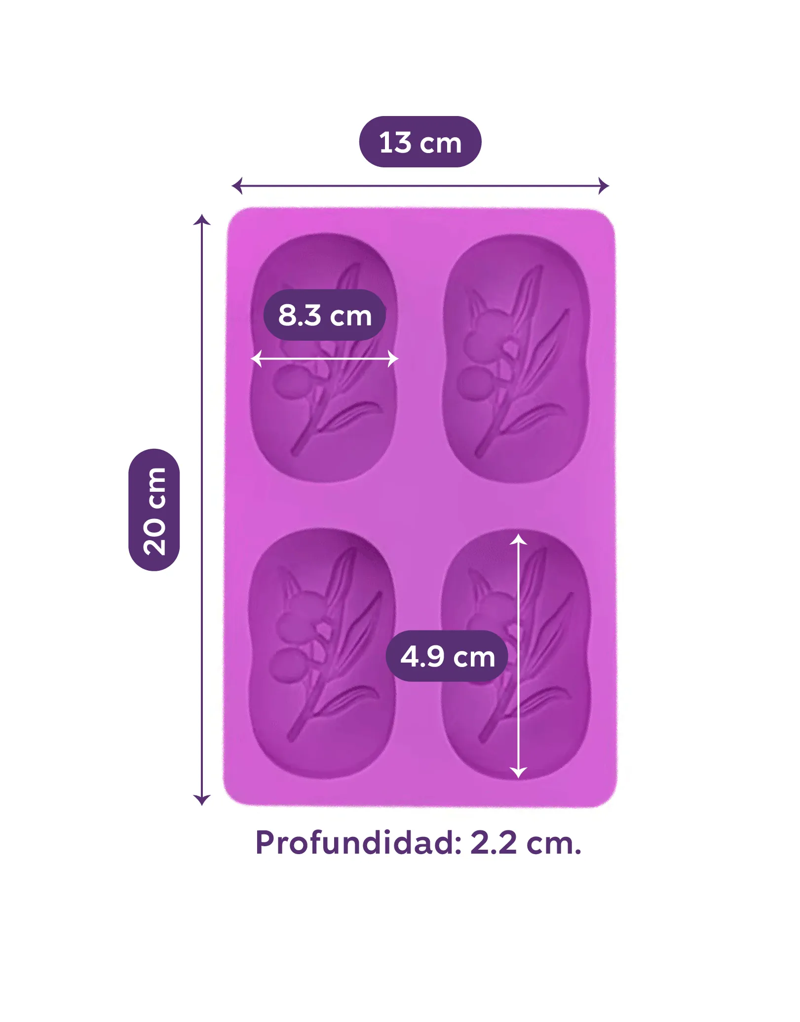 molde silicona jabón hojas x4